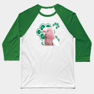 Galah Cockatoo Green Floral Baseball T-Shirt